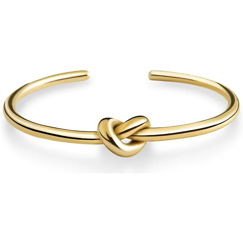 Stainless Steel Cuff Bangles for Women 18K Gold Plated Jewelry Tie The Knot Love Bracelets for Bridesmaid Best Friend Gifts