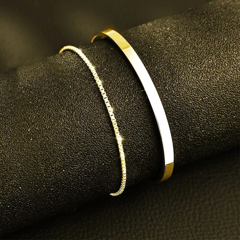 Stainless Steel Punk Men Bracelet Bangle Water Proof 14k Gold Plated Fashion Cuban Link Chain Bracelets Daily Wear Jewelry