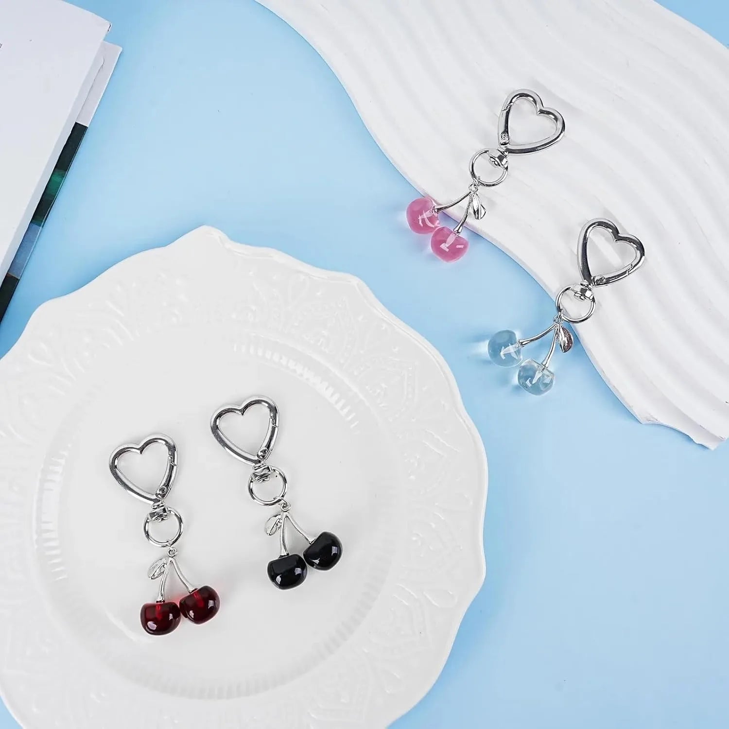 Cute Cherry Keychain Kawaii Cherry Bag Purse Charms for Women Car Keys Decor Gifts Stuff Accessories