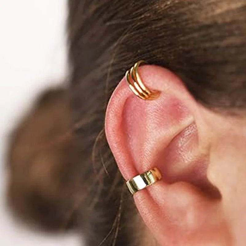 3 Pcs Ear Cuffs for Women Girls Men Non Piercing 14K Gold Plated Hypoallergenic Dainty Single Ear Clip Earrings Jewelry Gifts