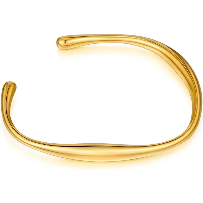 Teardrop Twisted Cuff Bangles Bracelets for Women Adjustable 18K Gold Plated Chunky Open Cuff Bracelet Minimalist Party Jewelry