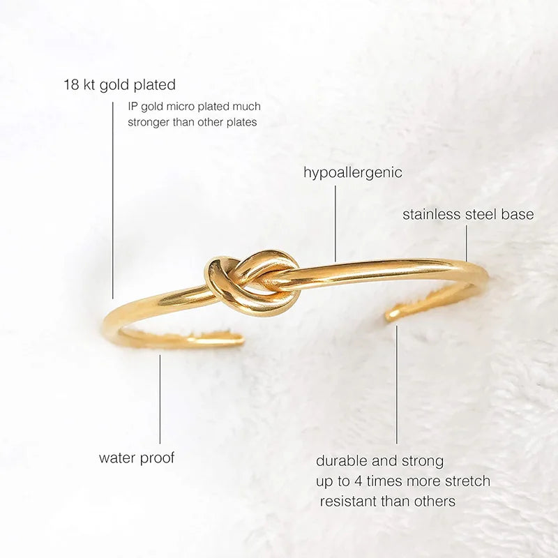 Stainless Steel Cuff Bangles for Women 18K Gold Plated Jewelry Tie The Knot Love Bracelets for Bridesmaid Best Friend Gifts