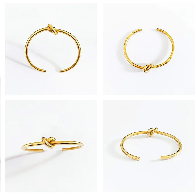 Stainless Steel Cuff Bangles for Women 18K Gold Plated Jewelry Tie The Knot Love Bracelets for Bridesmaid Best Friend Gifts