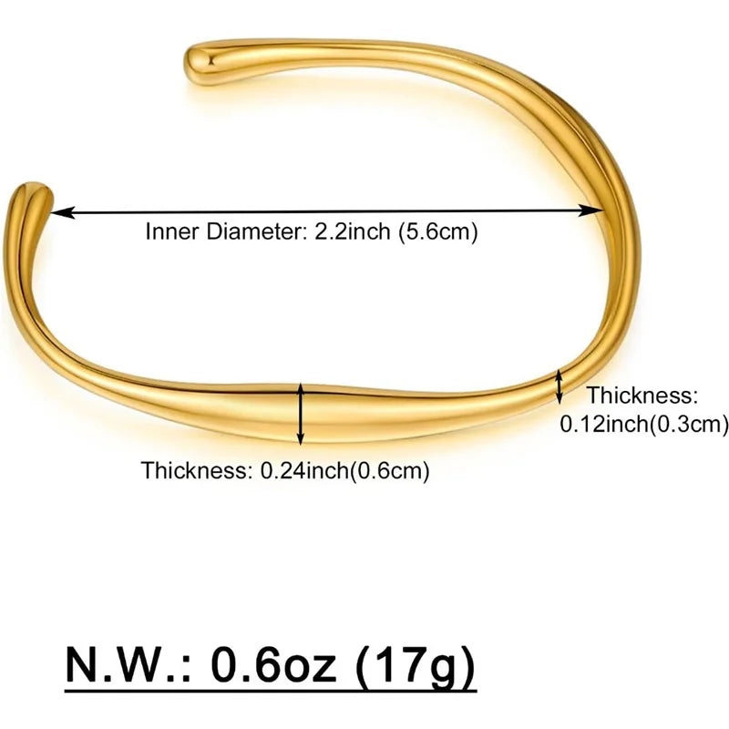 Teardrop Twisted Cuff Bangles Bracelets for Women Adjustable 18K Gold Plated Chunky Open Cuff Bracelet Minimalist Party Jewelry
